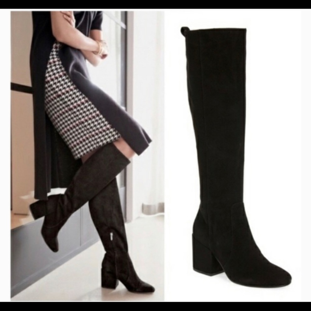 Sam Edelman Thora Suede Black Knee High Boots